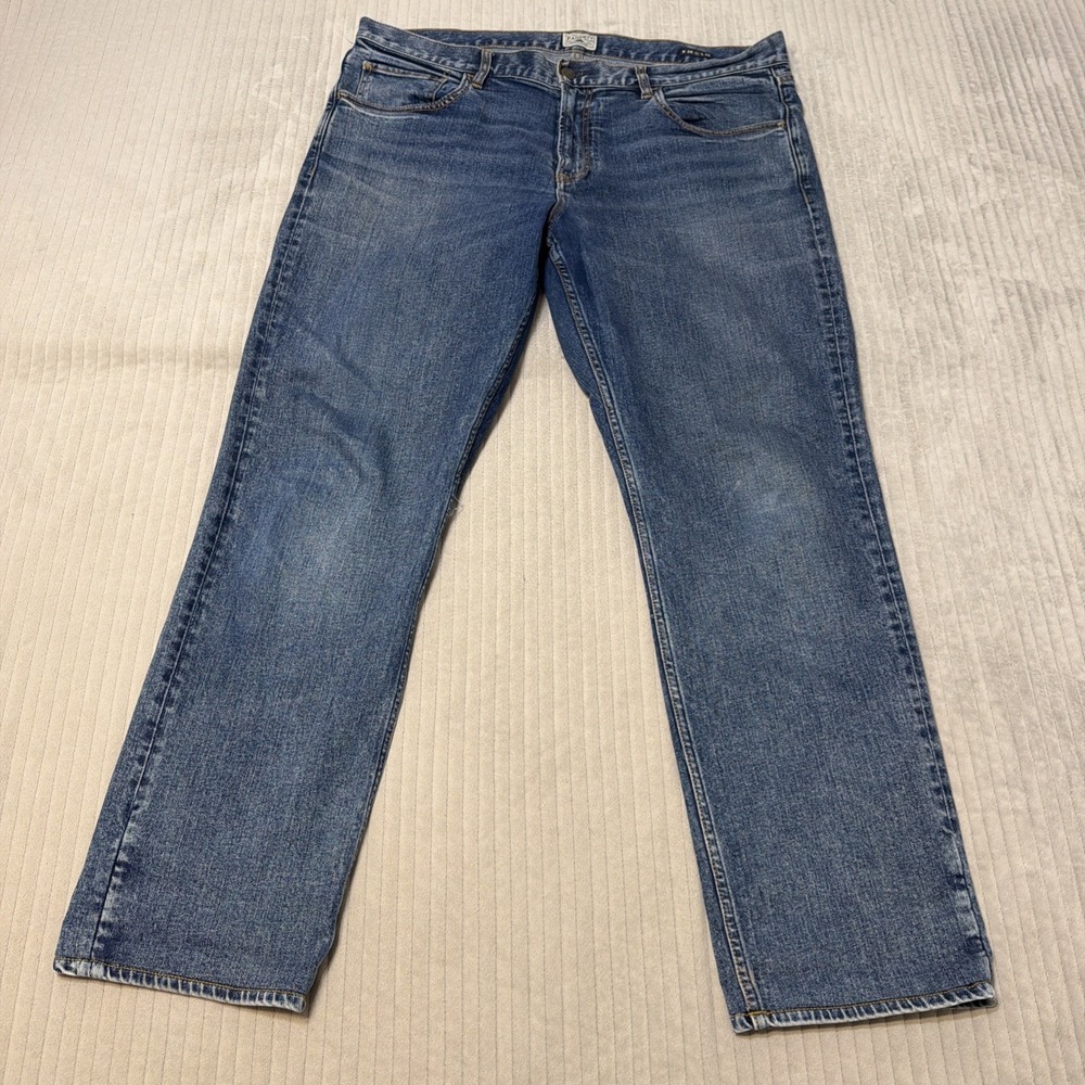 Faherty Mens 38x30 Jeans Organic Cotton Blend Straight Leg Mid Rise Medium Wash